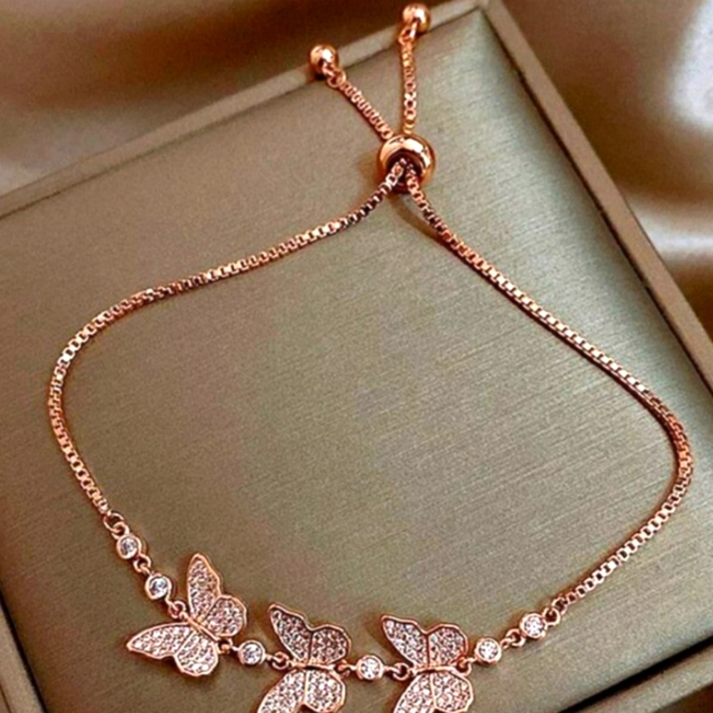 3 Butterfly Rosegold CZ Bracelet BEAUTIFUL